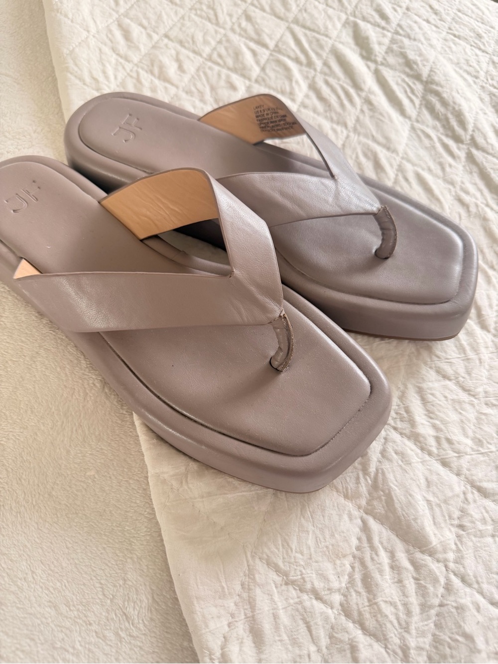 Women's Neutral Taupe Leather Thong Sandals